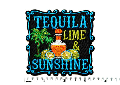 Tequila Lime & Sunshine patch - Embroidered iron on patch 3.5”