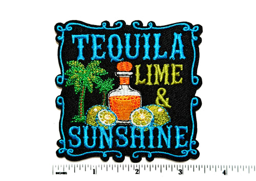 Tequila Lime & Sunshine patch - Embroidered iron on patch 3.5”