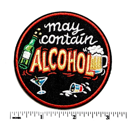 May Contain Alcohol patch - Embroidered Iron On Patch 3”