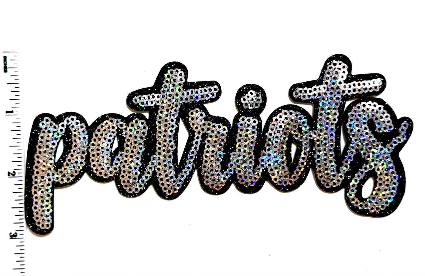 Patriots Silver Sequins patch - Sequins Iron On Patch 6”