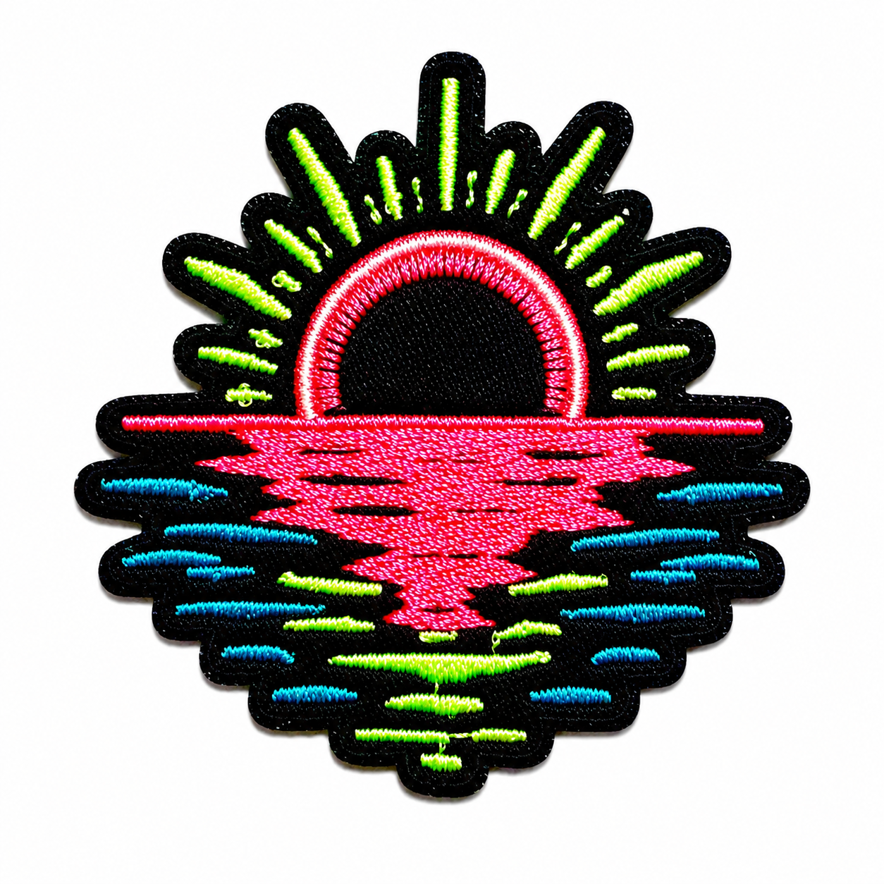 Sunset / Sunrise neon patch - Embroidered Iron On filler Patch