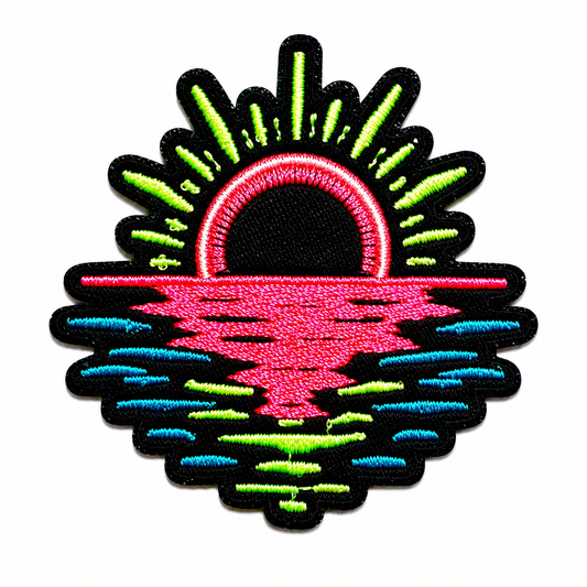 Sunset / Sunrise neon patch - Embroidered Iron On filler Patch