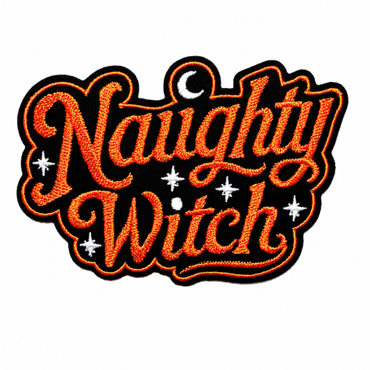 Naughty Witch patch - Embroidered Iron on patch 3.25”