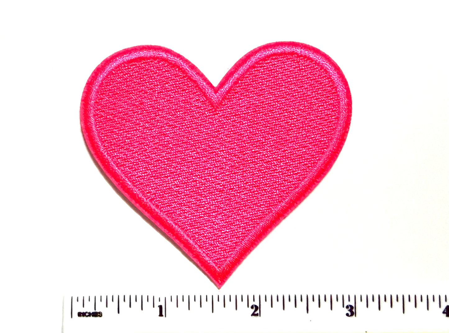 Hot pink heart patch - Embroidered Iron on patch 3”