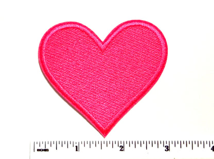 Hot pink heart patch - Embroidered Iron on patch 3”
