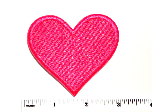 Hot pink heart patch - Embroidered Iron on patch 3”