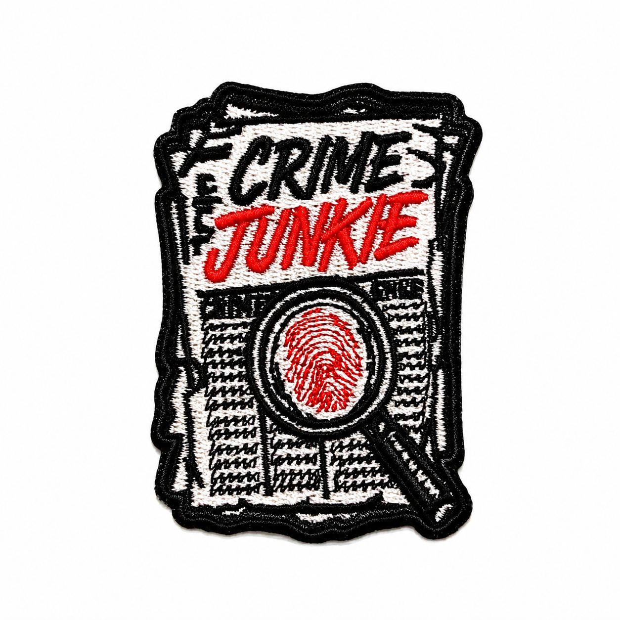 Crime Junkie - Embroidered Iron On Patch 2.75”