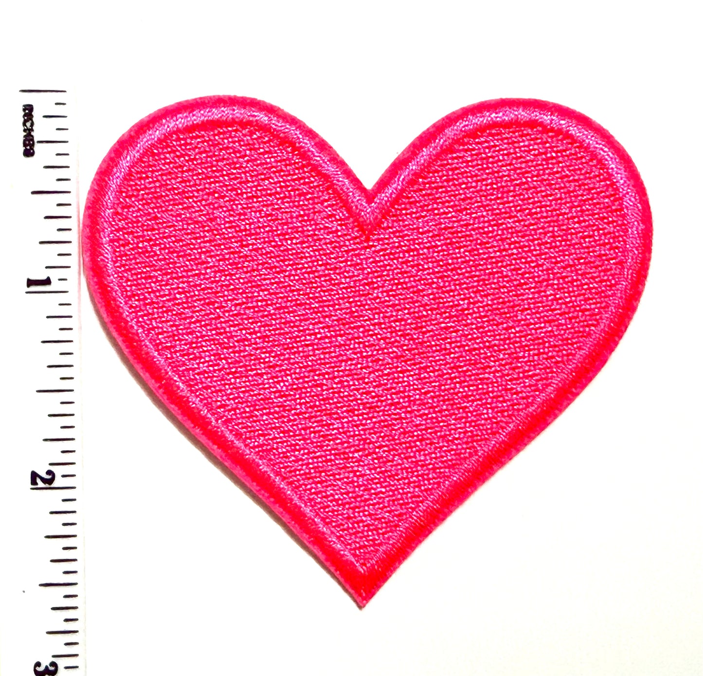 Hot pink heart patch - Embroidered Iron on patch 3”