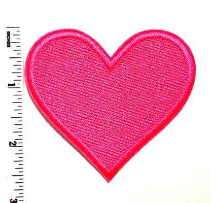 Hot pink heart patch - Embroidered Iron on patch 3”