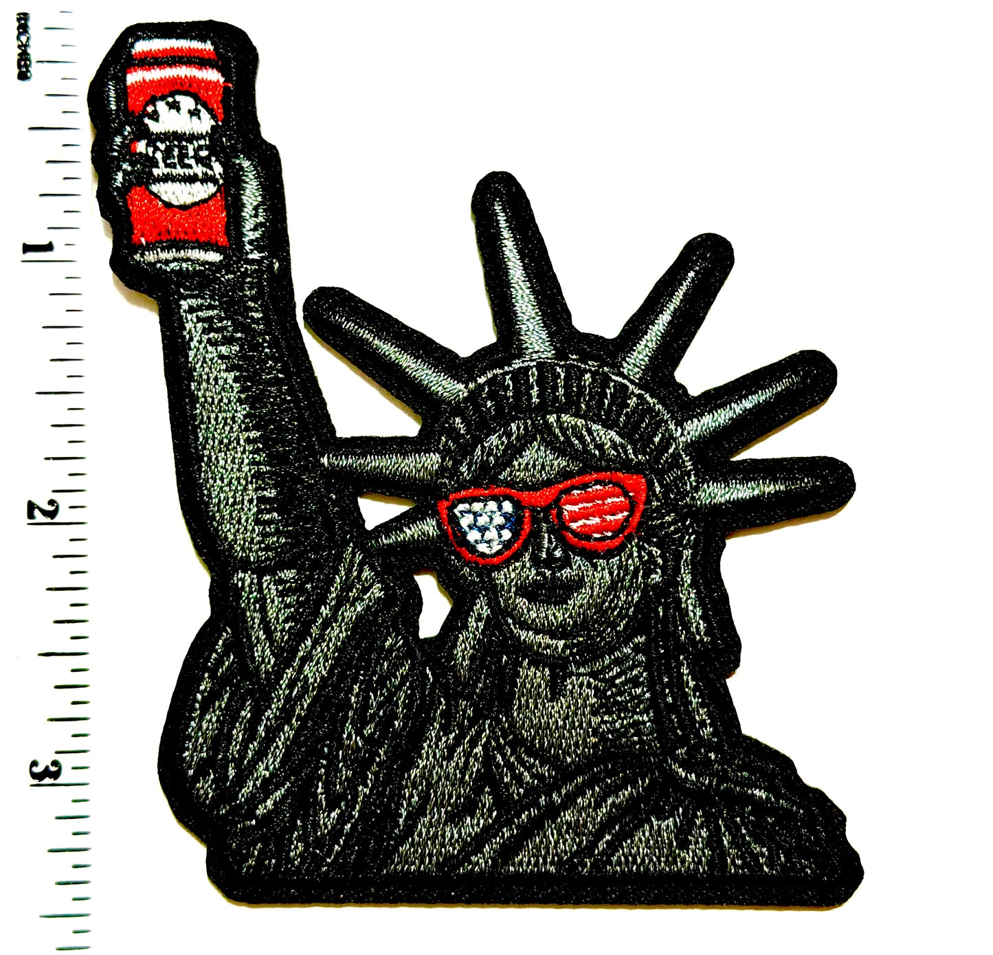 Statue of Liberty with Beer patch - Embroidered Iron On Patch 3.5”