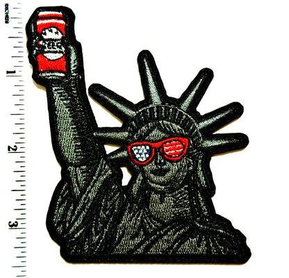 Statue of Liberty with Beer patch - Embroidered Iron On Patch 3.5”