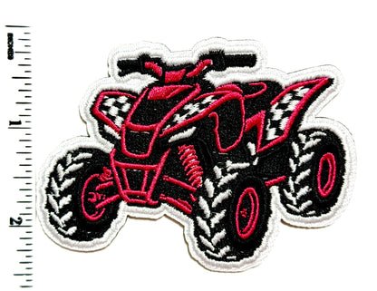 ATV hot pink patch - Embroidered iron on patch 3.25”