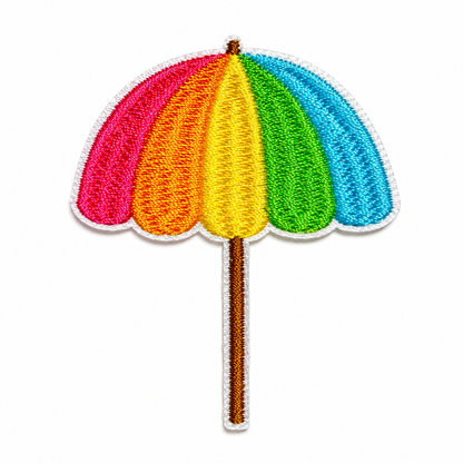 Beach umbrella patch - Embroidered Iron on patch 2.75”