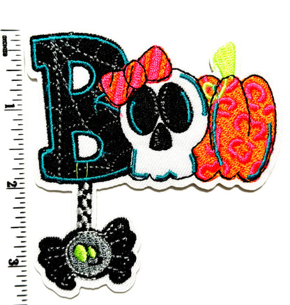 Boo Halloween patch - Embroidered Iron on patch 3.25”