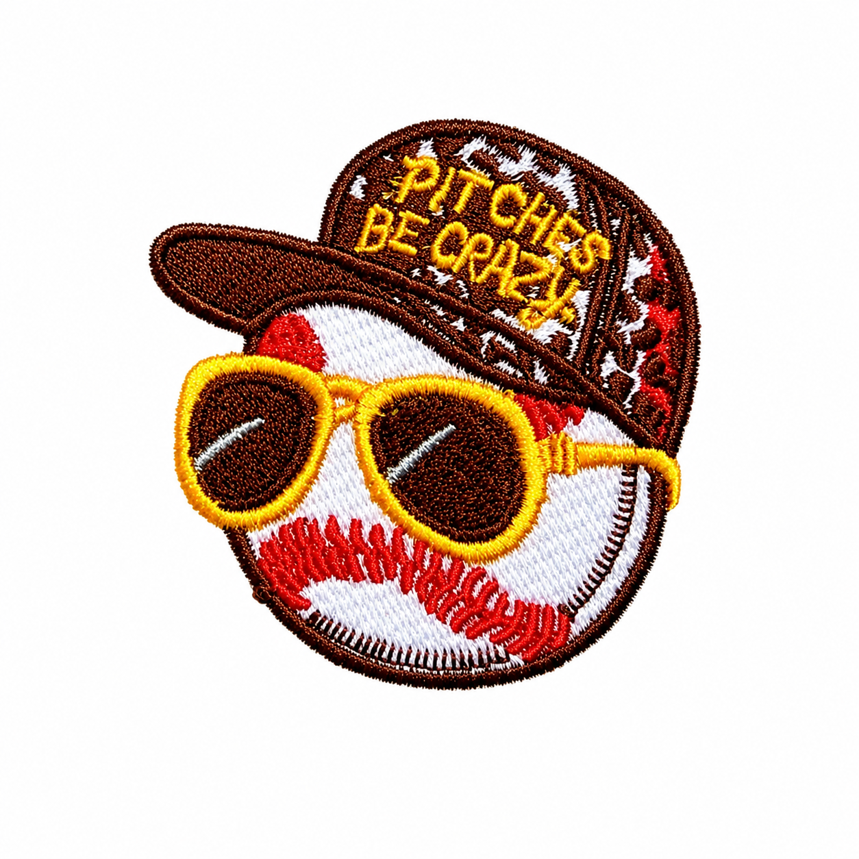 Pitches be Crazy Baseball Patch- Embroidered Iron-On Patch 2.5”