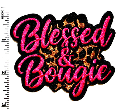 Blessed and Bougie patches multiple colors to choose from - Embroidered Iron on patches 3”