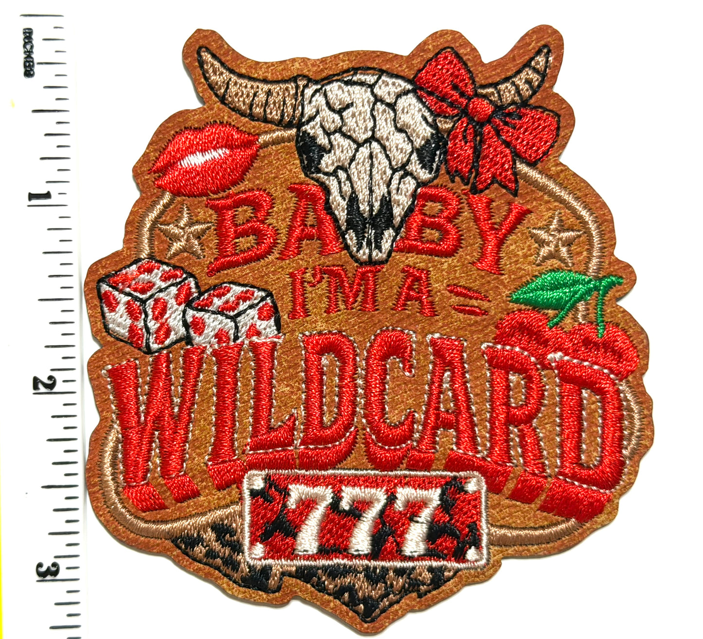 Baby I’m a Wildcard casino patch - Embroidered Iron On Leatherette patch 3.25”