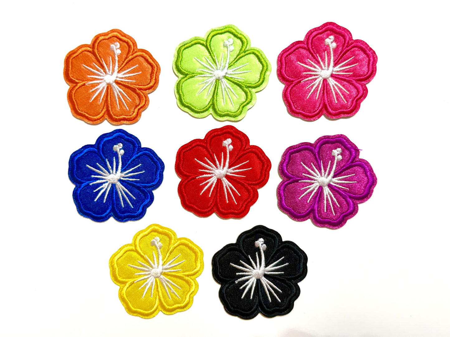 Hibiscus Flowers - Embroidered Iron On Patches 2”