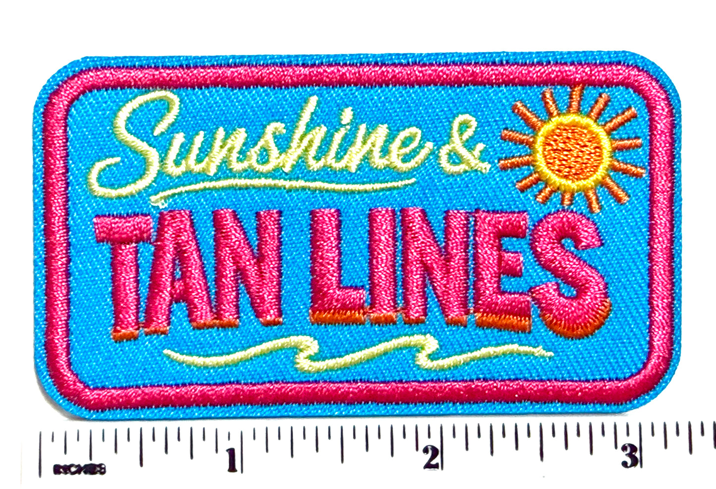 Sunshine & Tan Lines - Embroidered Iron On Patch 1.5” x 3”