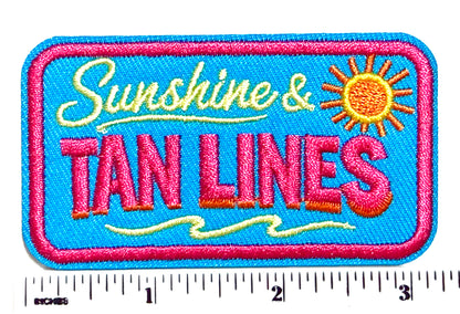 Sunshine & Tan Lines - Embroidered Iron On Patch 1.5” x 3”