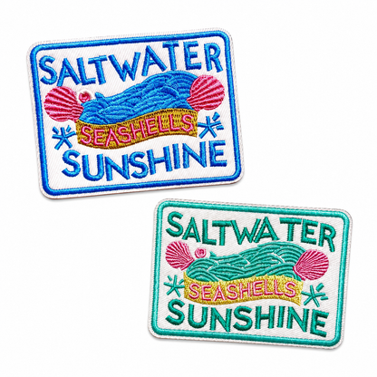 Saltwater, seashells, sunshine – Embroidered Iron On Patch 3”