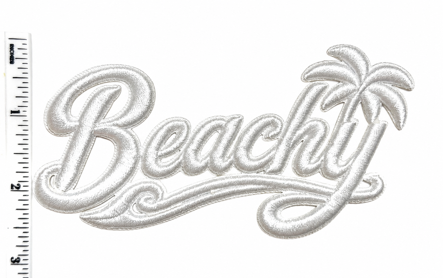 Beachy raised letters - Embroidered Iron On Patch 5”