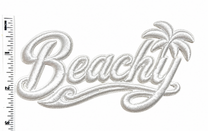 Beachy raised letters - Embroidered Iron On Patch 5”