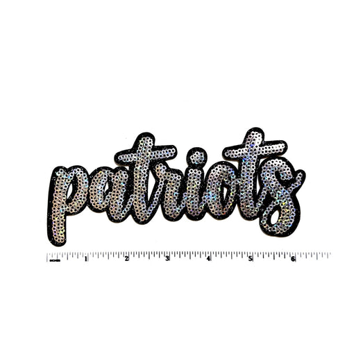 Patriots Silver Sequins patch - Sequins Iron On Patch 6”