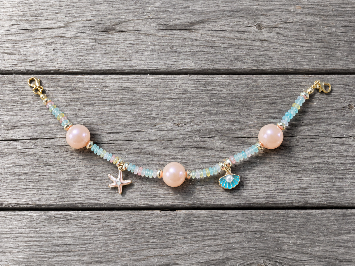 Beach Hat Chain | Pastel Beaded Hat Chain | Starfish & Seashell Hat Accessory | Coastal Cowgirl