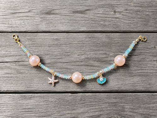 Beach Hat Chain | Pastel Beaded Hat Chain | Starfish & Seashell Hat Accessory | Coastal Cowgirl