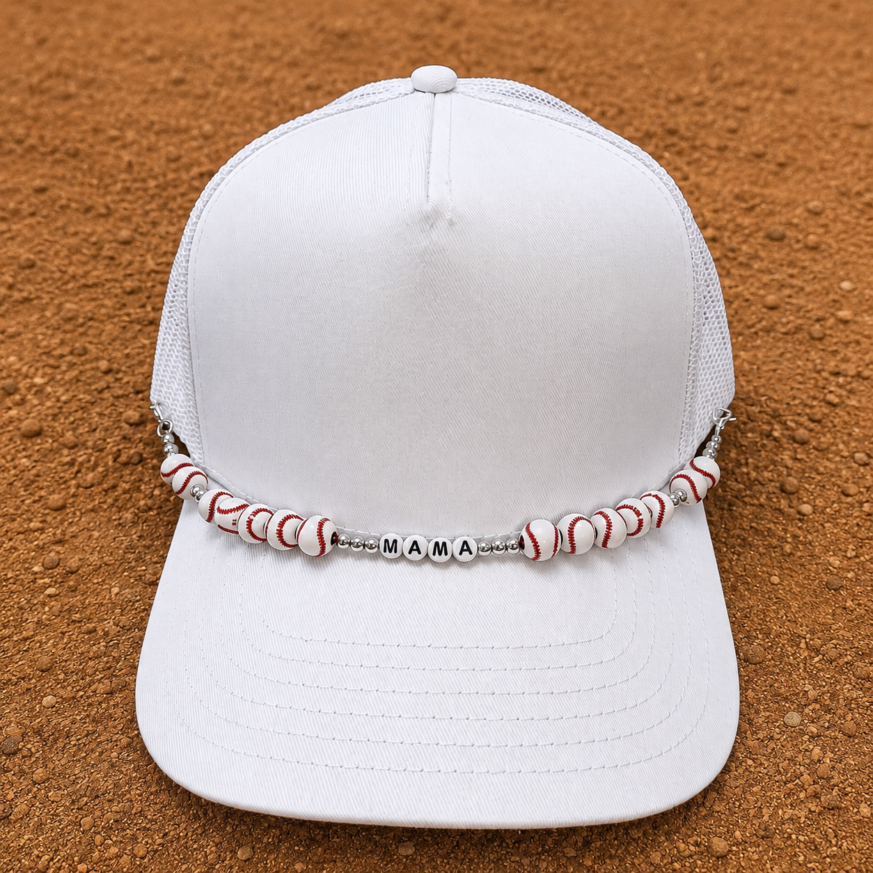 Baseball Mama Trucker Hat Chain, Beaded Sports Mom Accessory