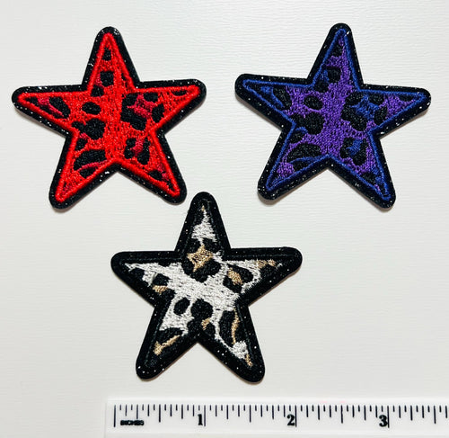 Leopard Stars glitter outline 2”  - Iron on patch