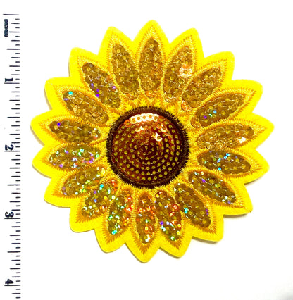Sunflower Sequins patches 2.5” or 3.5” - Sequins Iron on patch