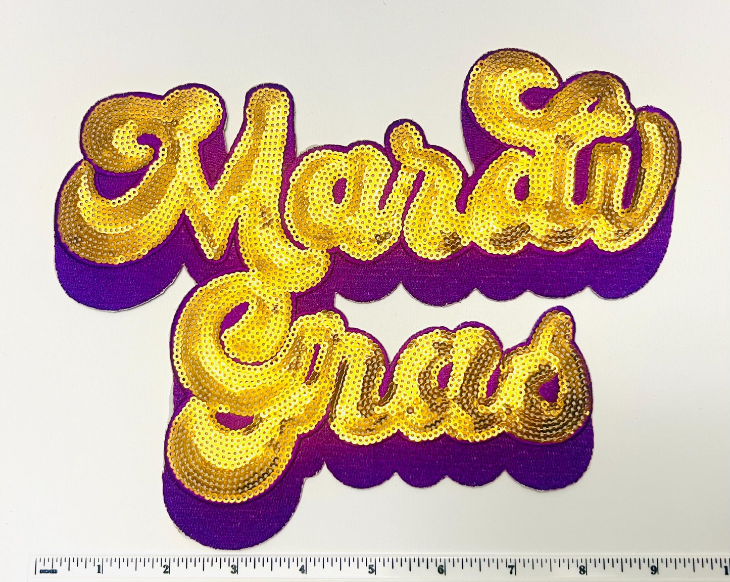 Mardi Gras gold sequins retro 9.5”