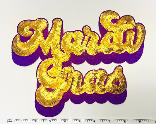 Mardi Gras gold sequins retro 9.5”