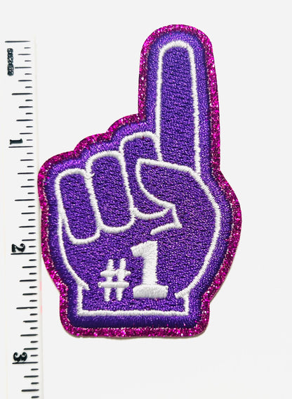 Finger #1 - Embroidered Iron on patch with glitter