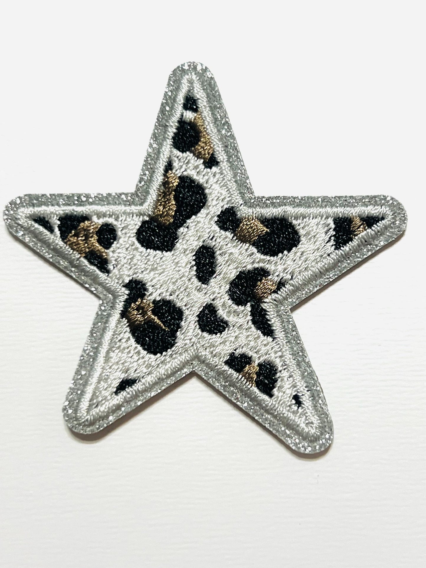 Leopard Stars glitter outline 2.5”  - Iron on patch