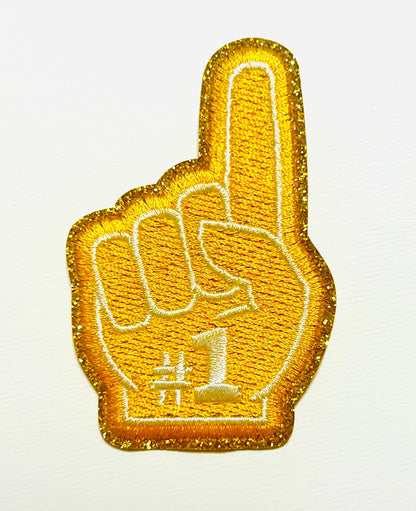 Finger #1 - Embroidered Iron on patch with glitter