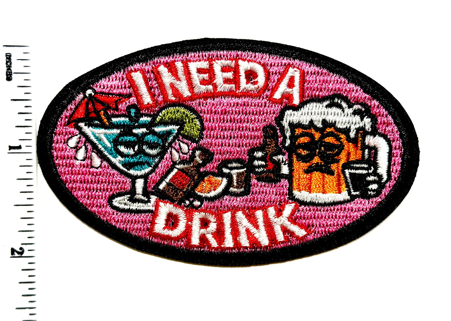 I need a drink patch - Embroidered DIY Iron on patch