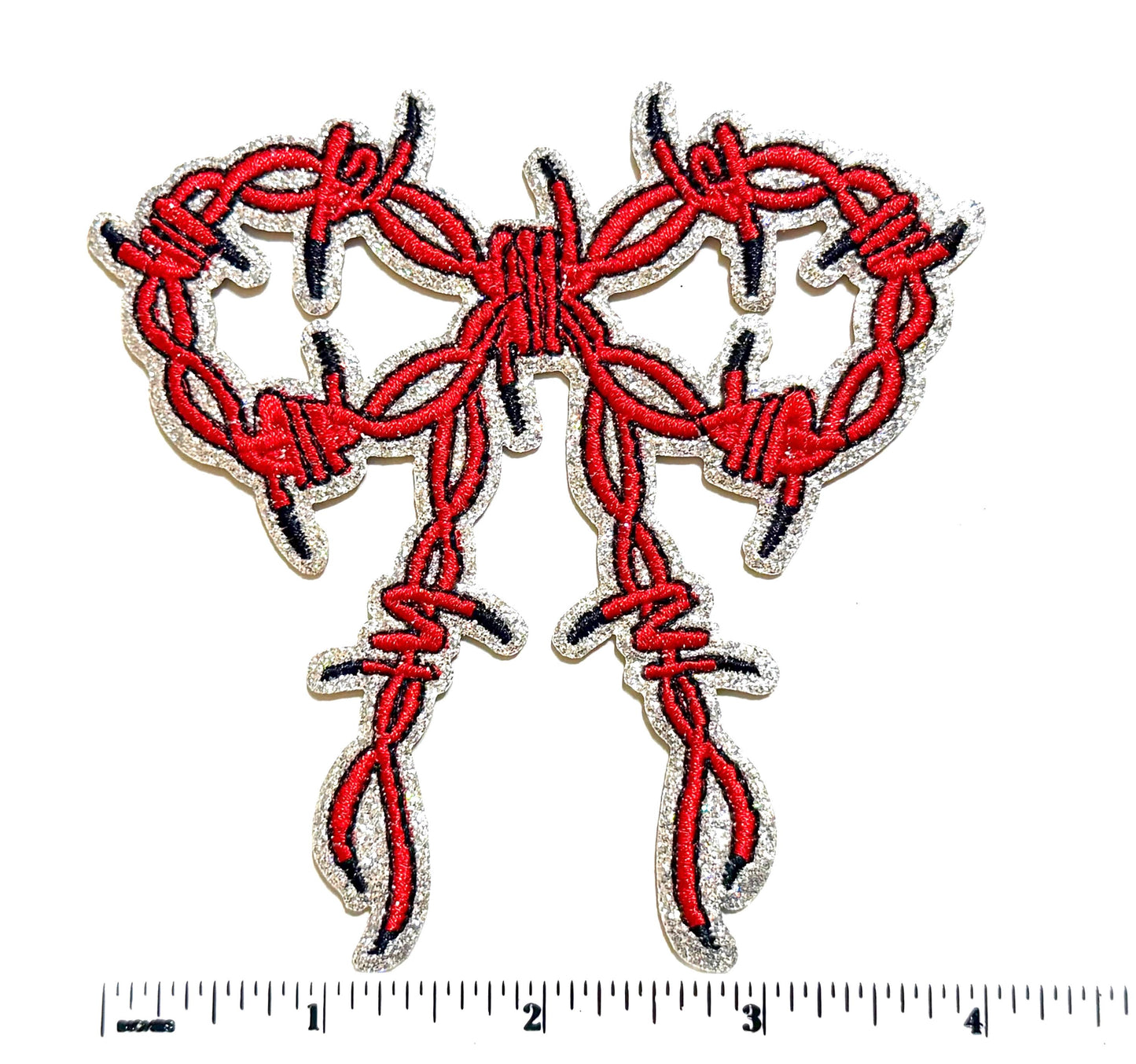 Barbed Wire Bows - Embroidered Iron on Patches 4”