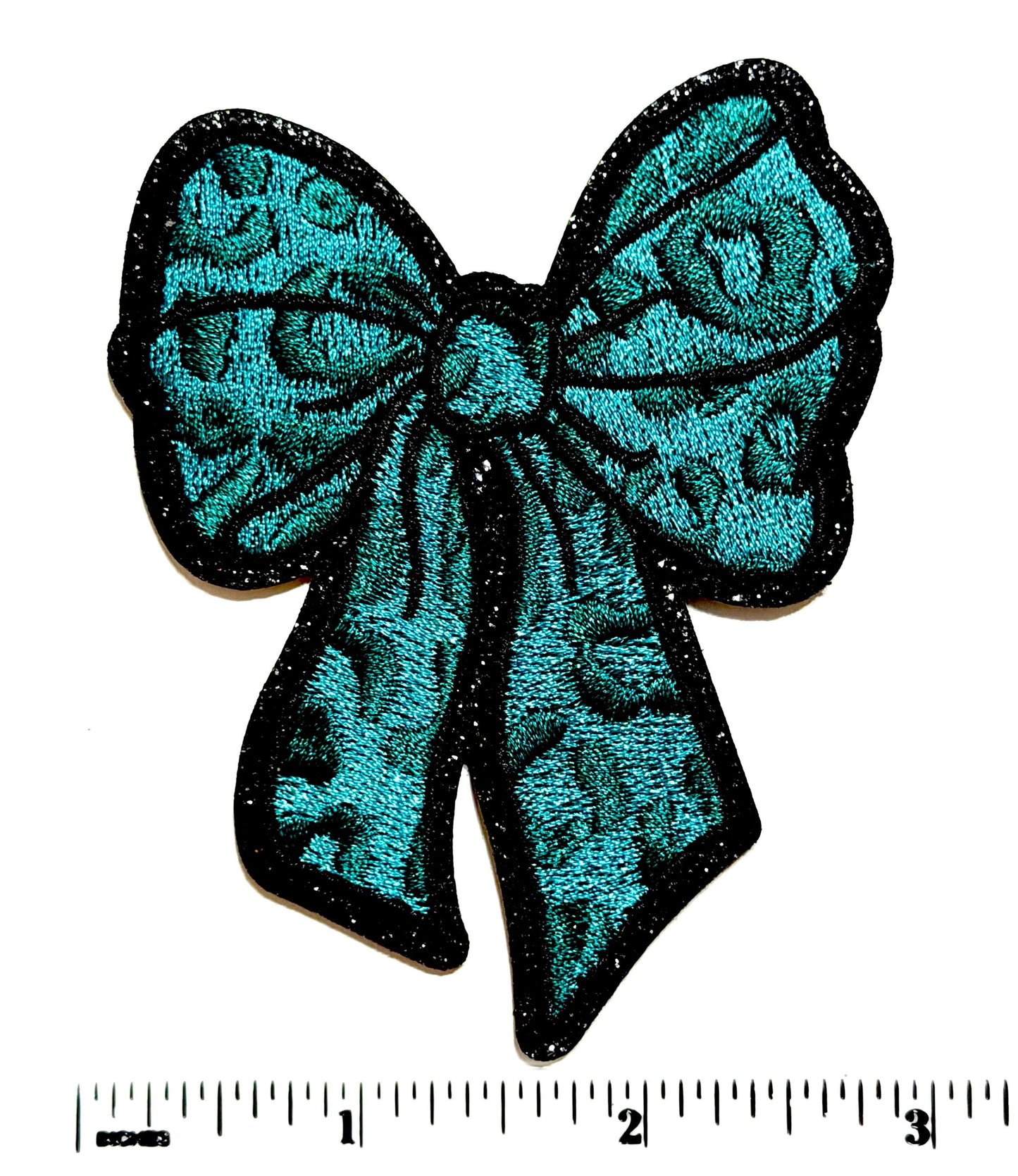 Turquoise & Leopard Print patches, Hearts, Cross and Bow - Embroidered Iron On Patches