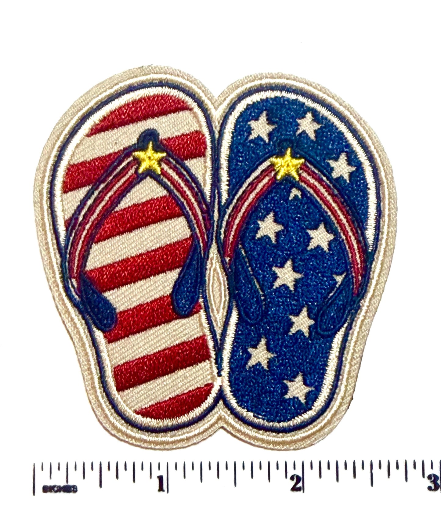 Patriotic Flip Flops Patch – Embroidered Iron-On (3")