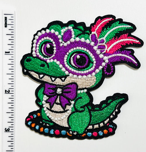 Mardi Gras Alligator with Mask 3”
