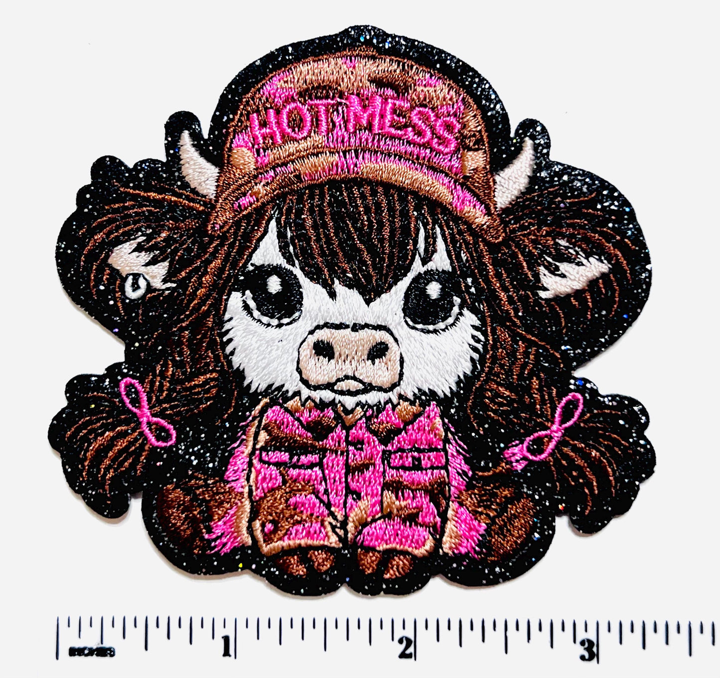 Hot Mess highland cow patch - Embroidered Iron on patch