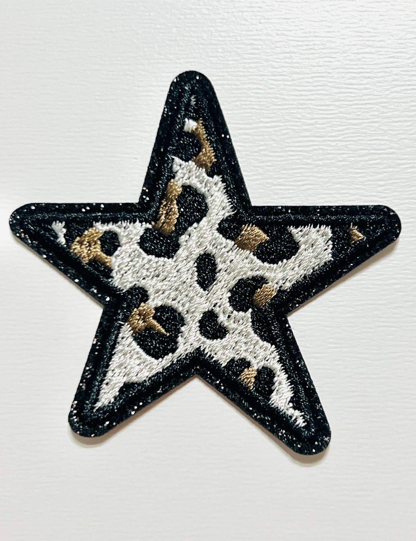Leopard Stars glitter outline 2.5”  - Iron on patch