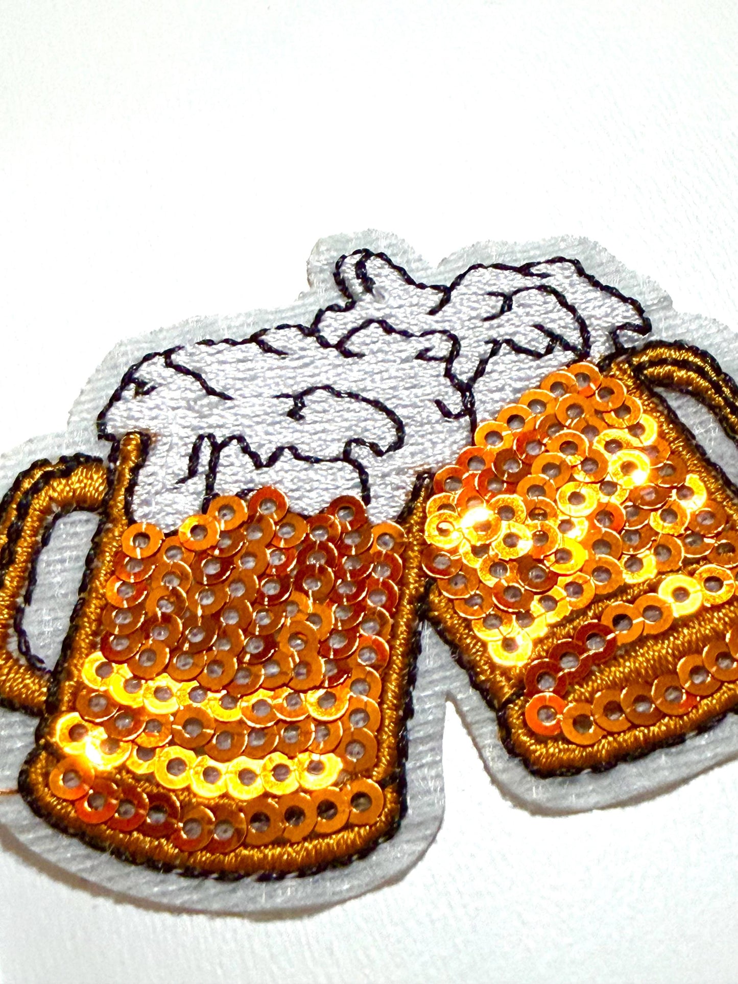 Beer mugs sequins patch - Sequined DIY Iron on Patch