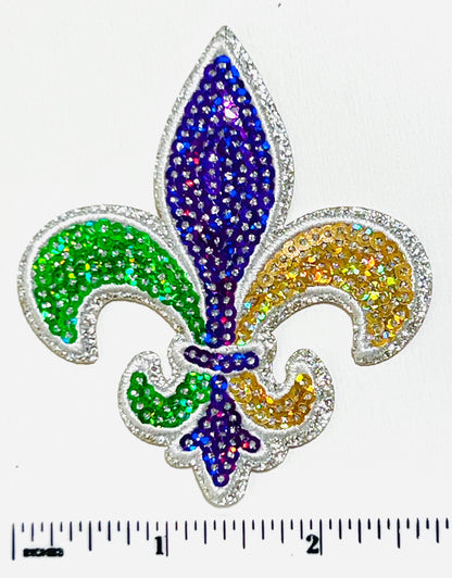 Mardi Gras Sequins patches - King Cake, fleur de lis, Mardi Gras mask, star Sequins DIY Iron on patches