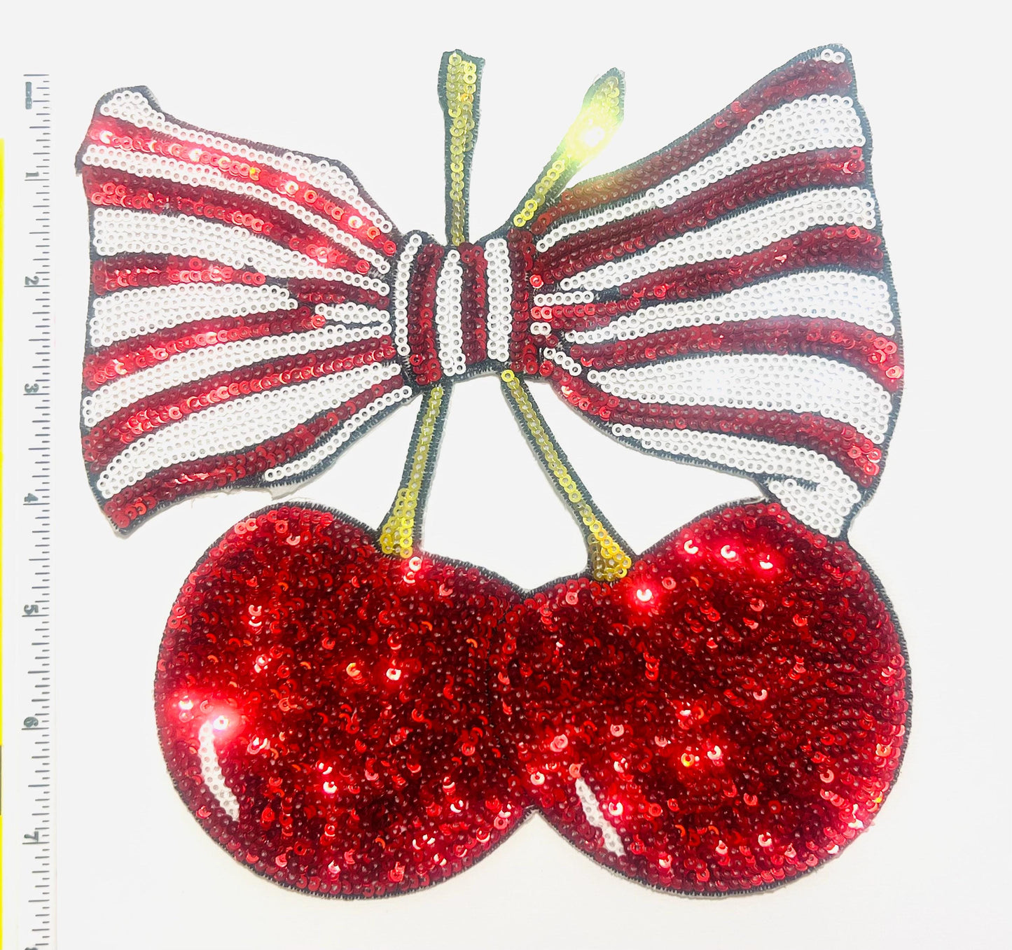 Cherries with Bows - Sequined Iron on patches