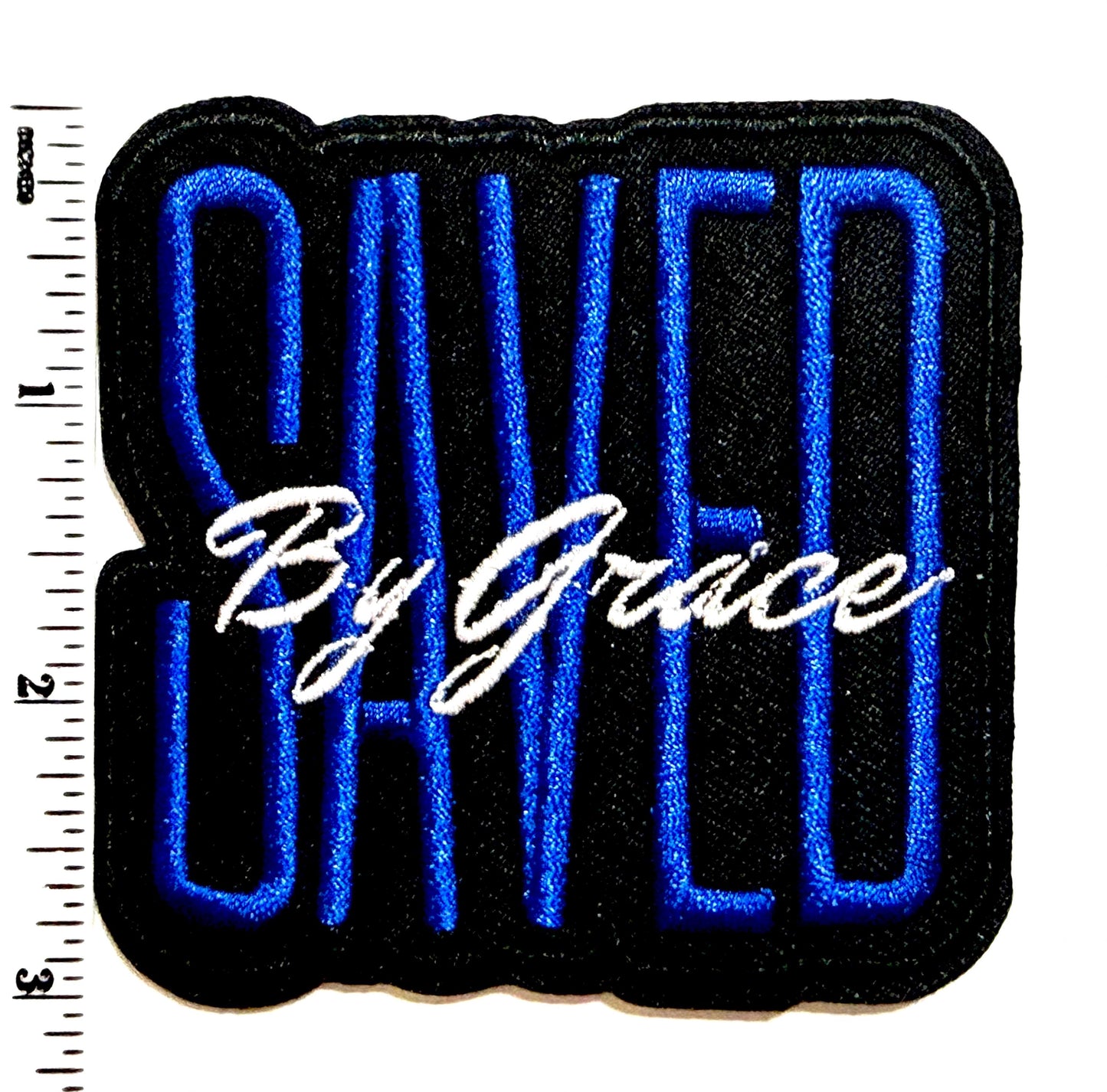 Saved by Grace pink or blue patch  - Embroidered DIY Iron on patch