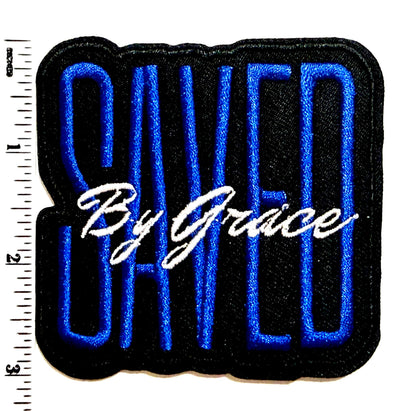 Saved by Grace pink or blue patch  - Embroidered DIY Iron on patch